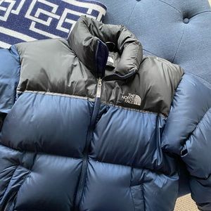 Navy and graphite grey North Face Retro coat